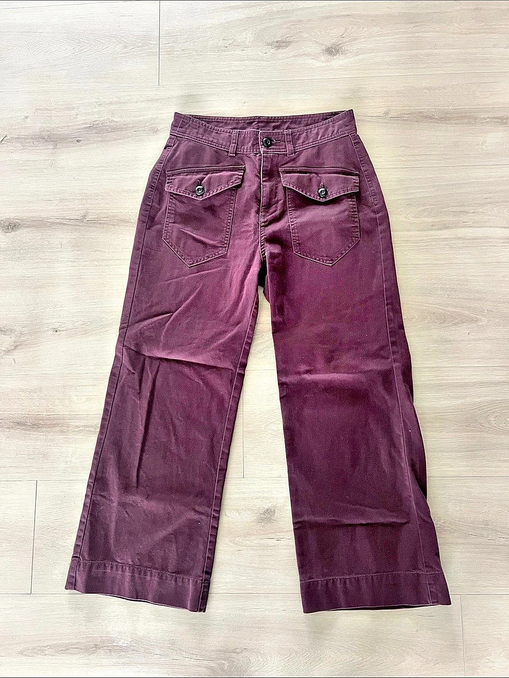 Sundance Wide Leg 100% Cotton Pants in Purple /burgundy Size 2